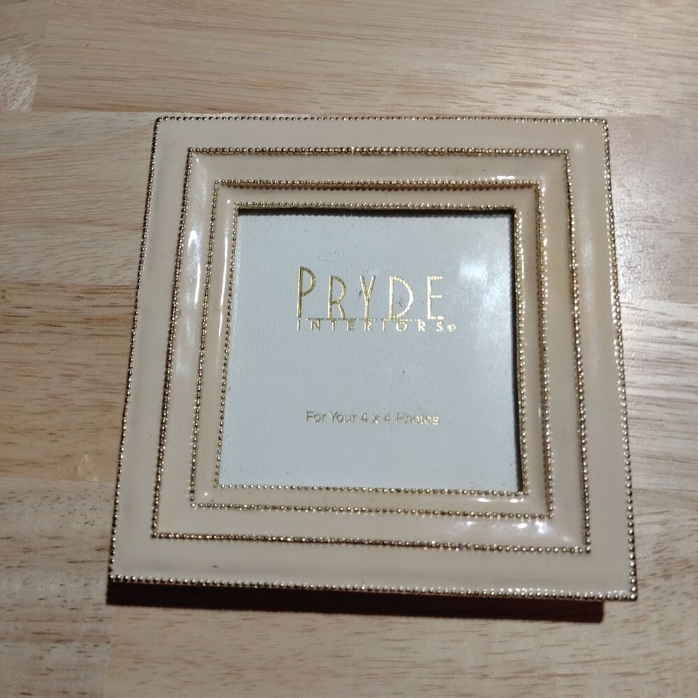 Pryde Interiors 4x4 Photo Frame Gold & Beige Beaded Design Elegant Tabletop Disp - Picture 6 of 6